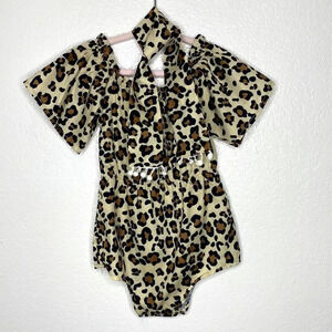 Leopard Short Sleeve Onesie With Matching Headband 2T